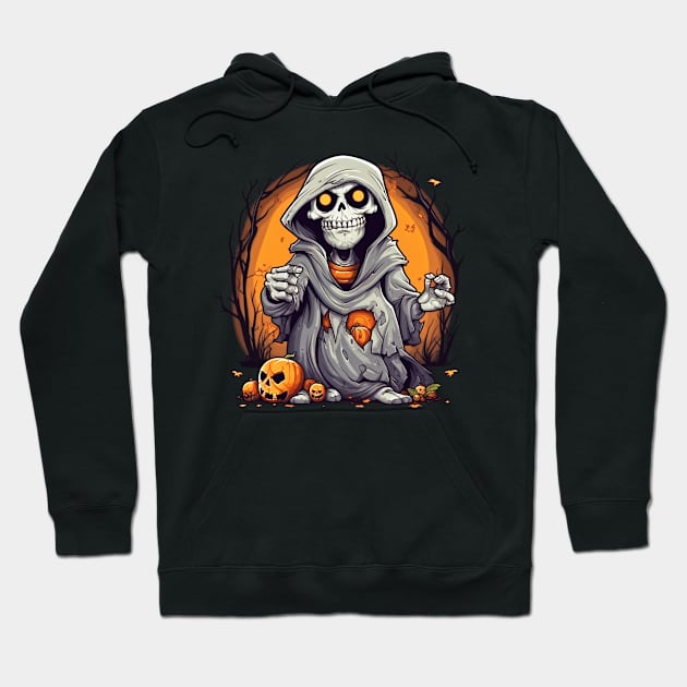 Eerie Halloween Ghoul Art - Spooky Season Delight Hoodie by Captain Peter Designs